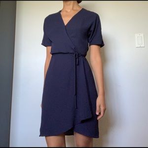 Aritzia Babaton Wallace Wrap Dress in Navy Blue